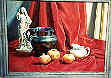 This is a still life with which I was experimenting with oil paint. I was painting the light and colour which made the reality, as much as the forms. This was not from a photo. The view of the subject changed constantly and took me ages.