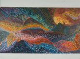 This is a painting of triumph through adversity. It was painted after a three-year battle with manic depression. I had lost everything, but had now found a new vocation and new love. It is a joyous abstract landscape and proof that we can recover.