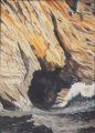 I painted 'Cavern' at the onset of acute depression brought on by workbased stress. I realised later the significance of the material painted - the unending pounding of waves against the brittle fragmenting rock and the deep dark endless cavern of de