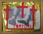 In 2001 I was going through a painful divorce and experienced much anger and frustration. This caused much distress to my family and friends. Months afterwards I was sorry for my behaviour and hope that those I hurt can forgive me. My collage reflect